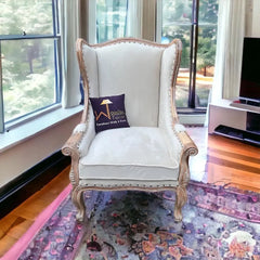 Handicraft Wing Back Arm Chair (Antique Brown) - Wooden Twist UAE