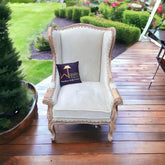 Handicraft Wing Back Arm Chair (Antique Brown) - Wooden Twist UAE