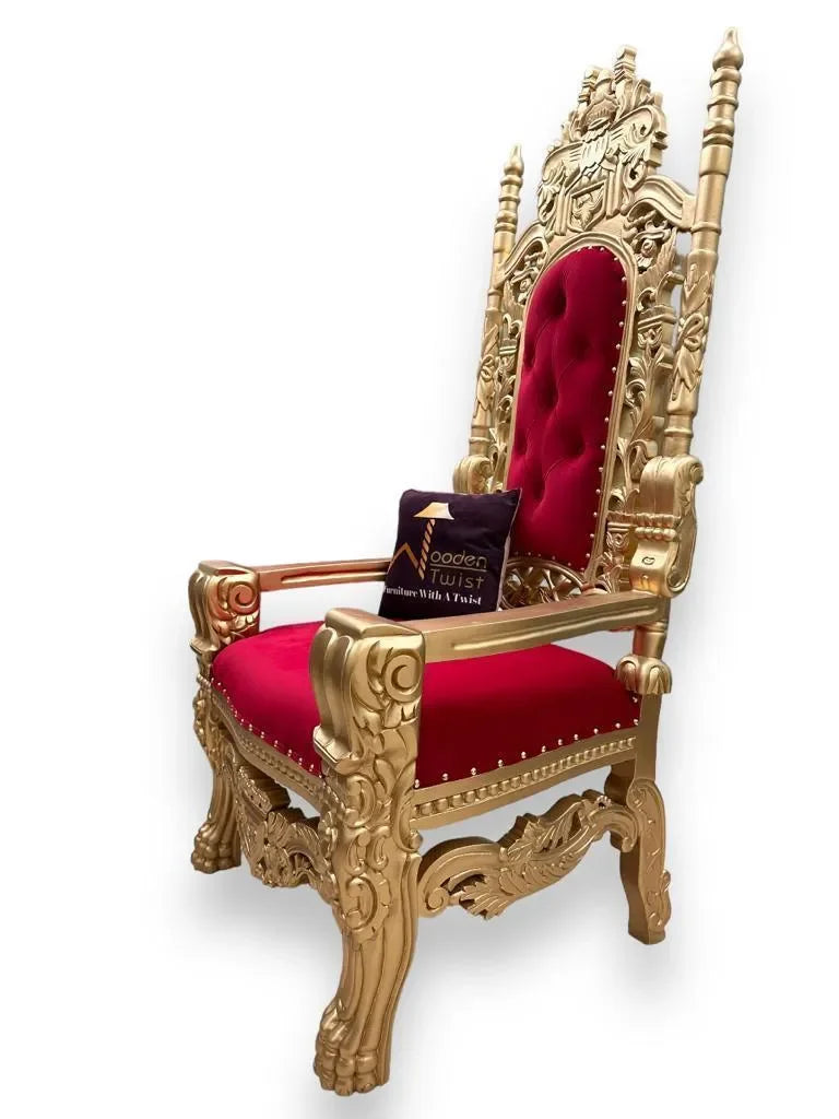 Luxurious High Back Throne Chair - Wooden Twist UAE