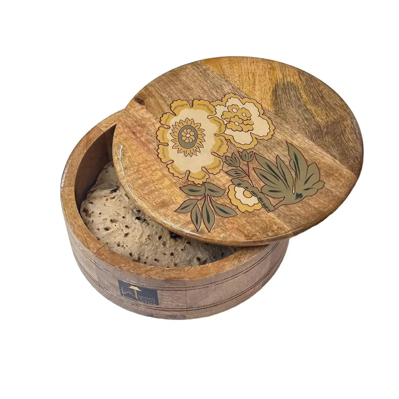Wooden Twist Mango Wood Roti Box Food Safe Bread Box for Kitchen Storage - Wooden Twist UAE