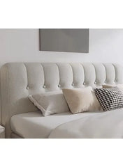 Wooden Twist Button Tufted Modernize Suede Upholstery Bed for Luxury Bedroom - Wooden Twist UAE