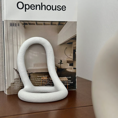 Wooden Twist White Resin Loop Decorative Bookends Modern Sculptural Book Ends for Home & Office Décor Minimalist Tabletop Book Holder