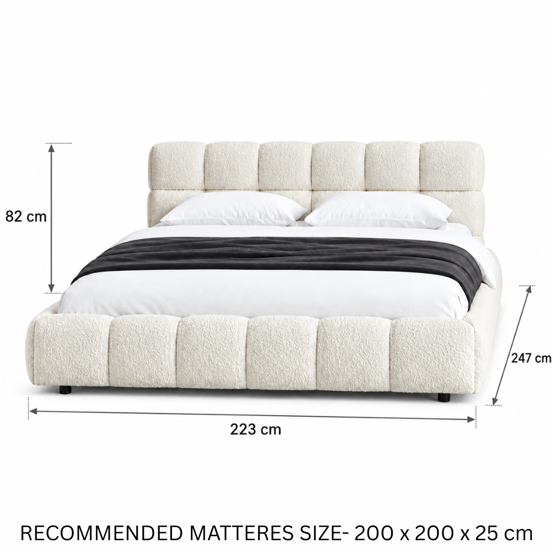 Wooden Twist Awf Tufted Boucle Bed White – Super King 200 x 200 cm Dimensions 223 x 247 x 82 cm