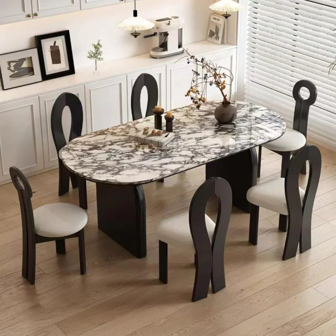 6 seater marble dining set