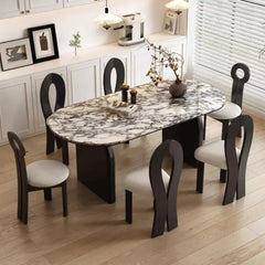 6 seater marble dining set