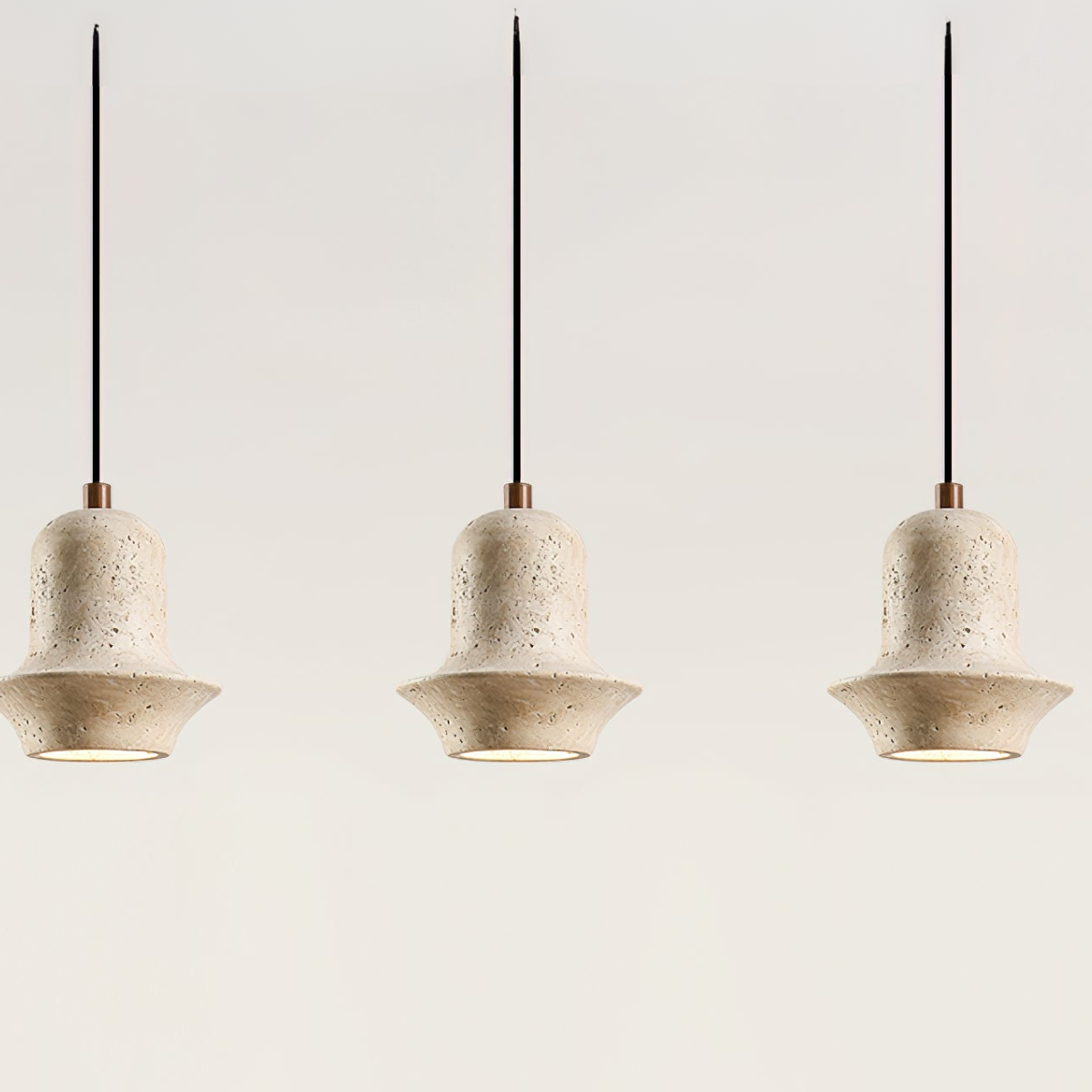 Bellora Sculpted Travertine Pendant Light - three pendants in a row