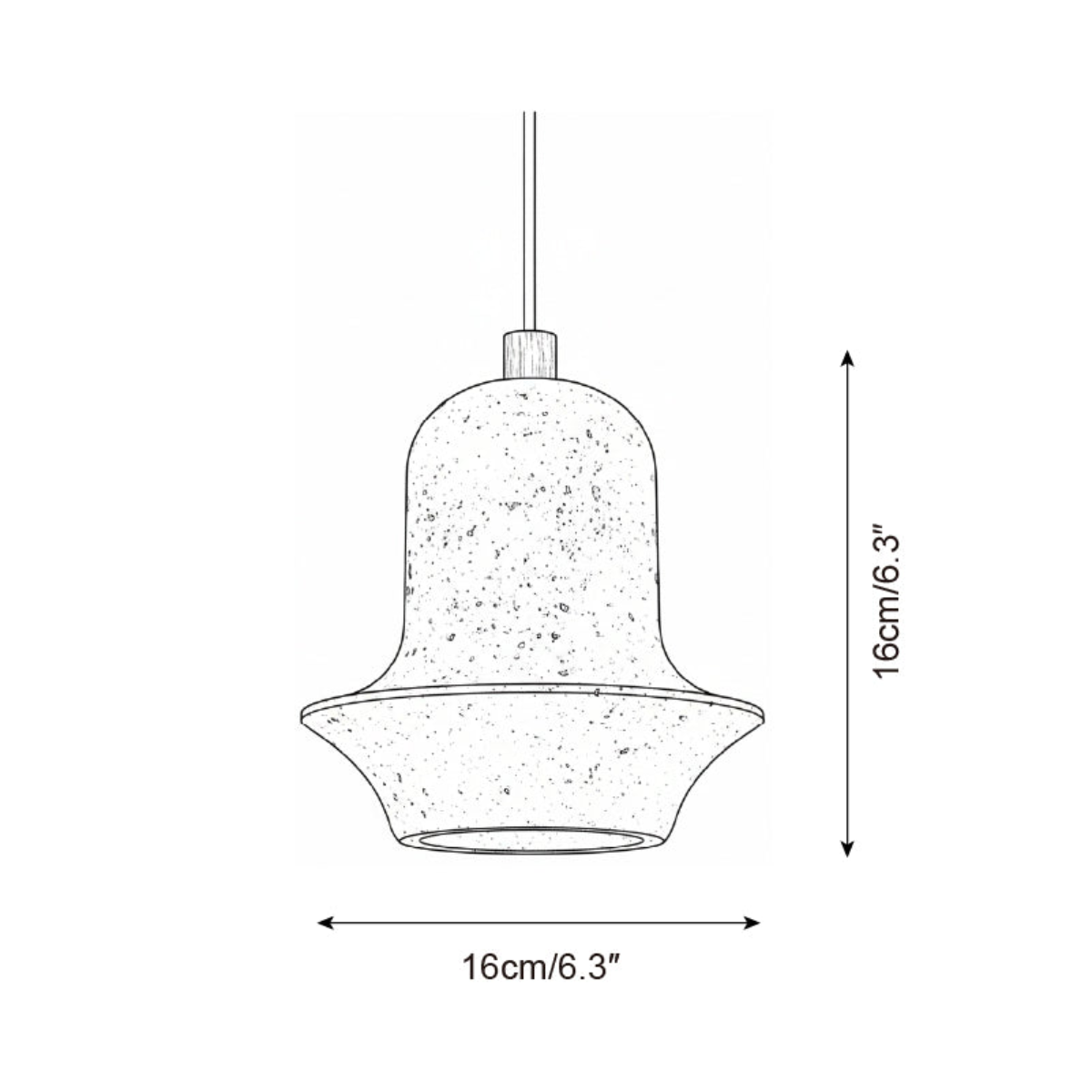 Bellora Sculpted Travertine Pendant Light dimensions - H16cm/6.3in x W16cm/6.3in