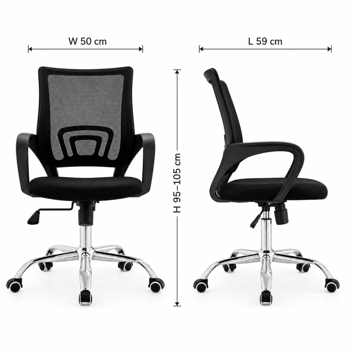 Wooden Twist Ergonomic Black Mesh Office Chair with Chrome Base & Tilt Function