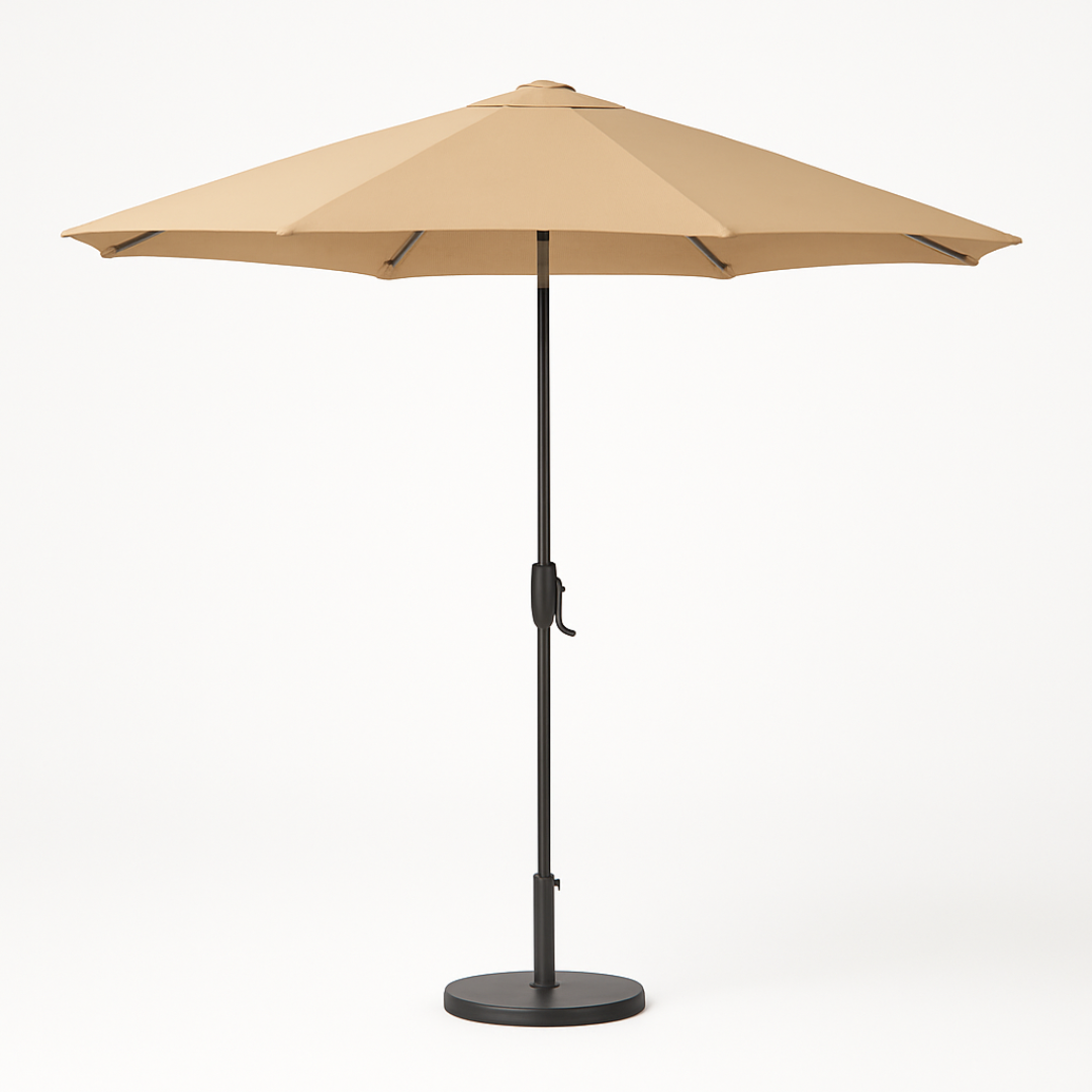 Wooden Twist Velcro Round Outdoor Umbrella with Rotating Handle UV-Resistant Canopy for Patio & Garden Valet Parking
