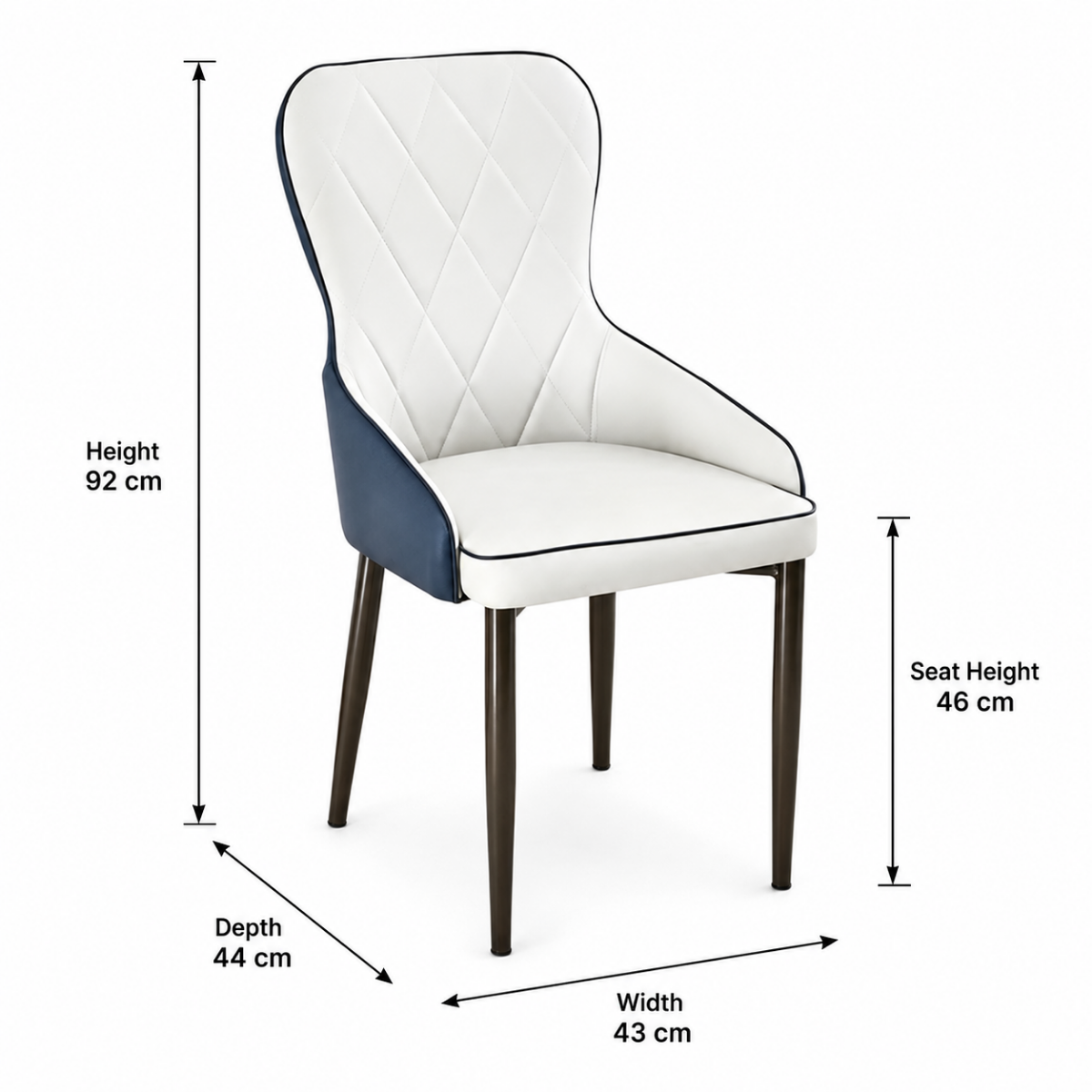 Wooden Twist Dual-Tone Diamond Quilted PU Leather Dining Chair with Ergonomic Curved Backrest