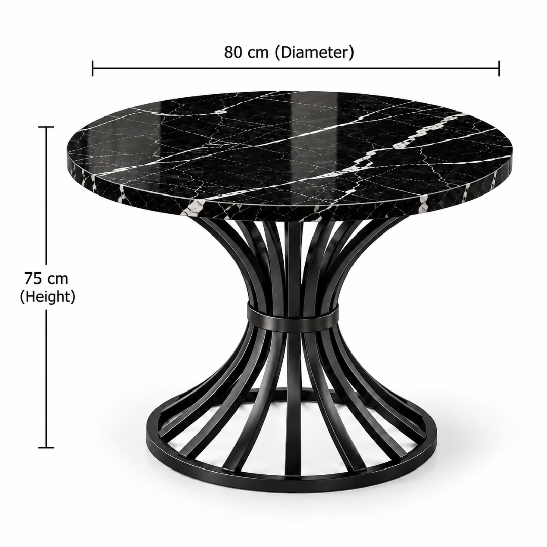 Noir dining table 80 cm diameter x 75 cm high dimensions