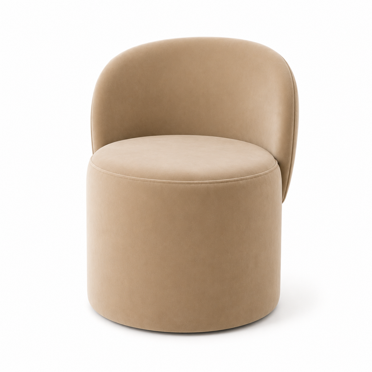 Wooden Twist Luxe Round Velvet Accent Chair with Ergonomic Curved Backrest – Living Room, Bedroom & Lounge