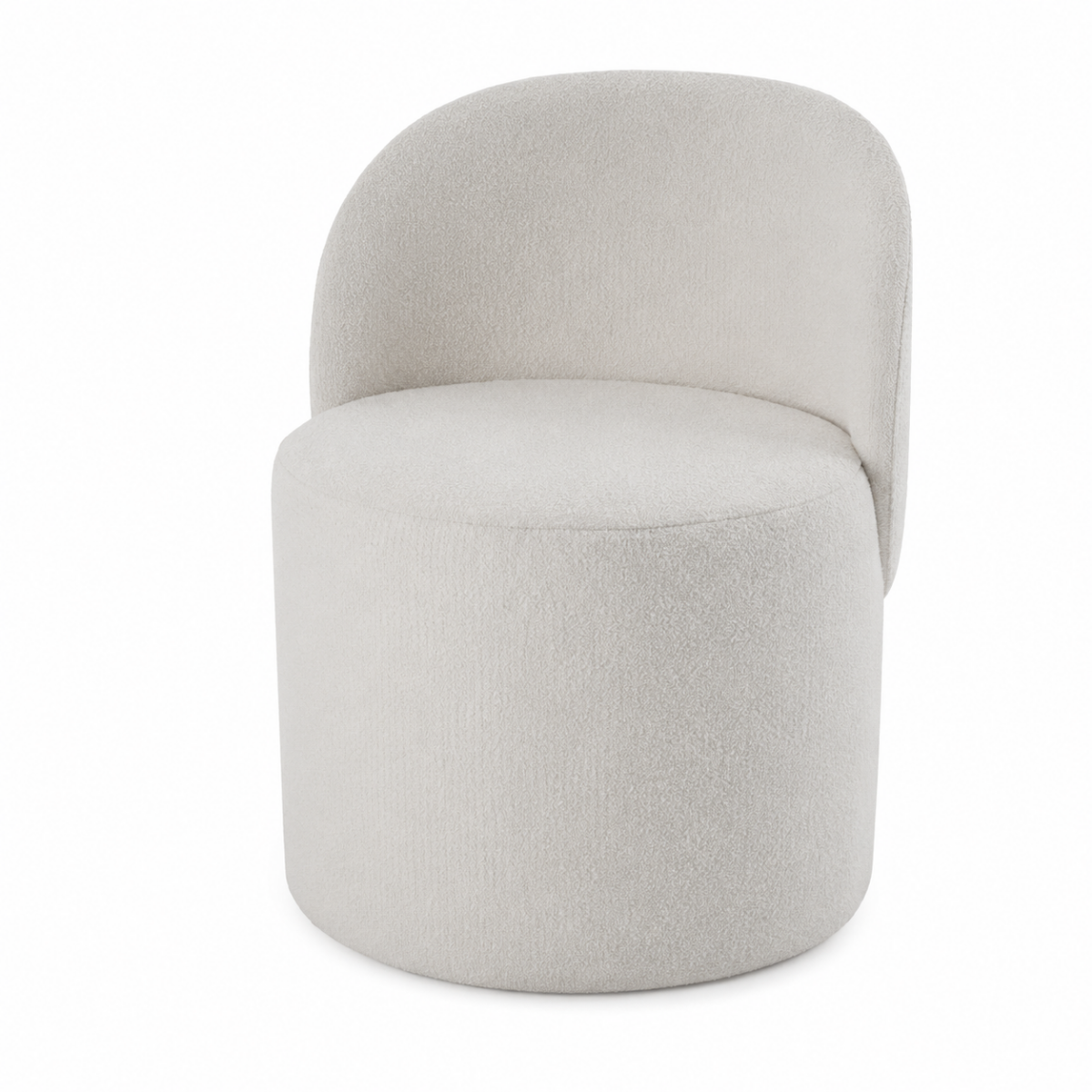 Wooden Twist Modern Boucle Fabric Accent Chair with Curved Backrest & Cushion Seat for Living Room