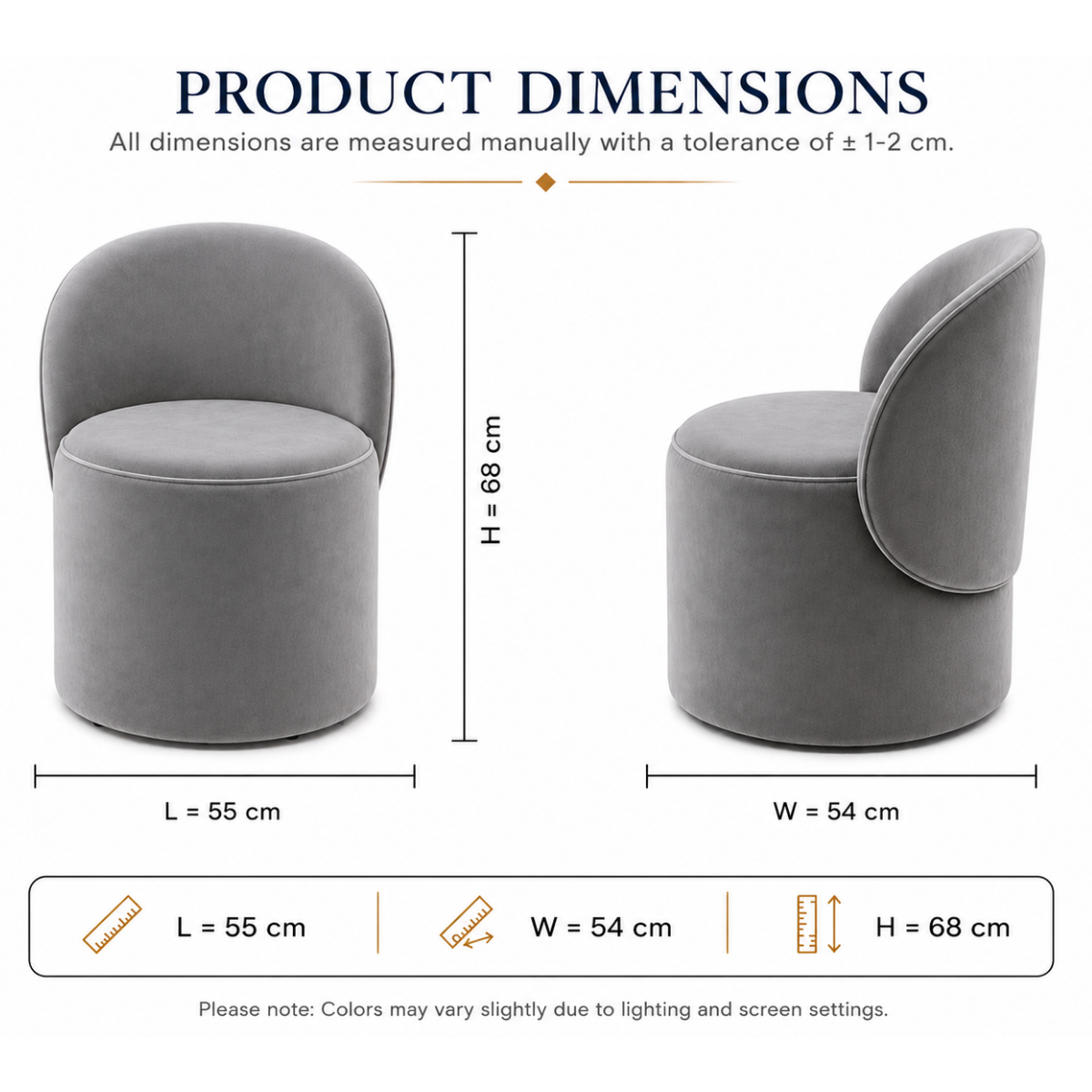 Wooden Twist Luxe Round Velvet Accent Chair with Ergonomic Curved Backrest – Living Room, Bedroom & Lounge