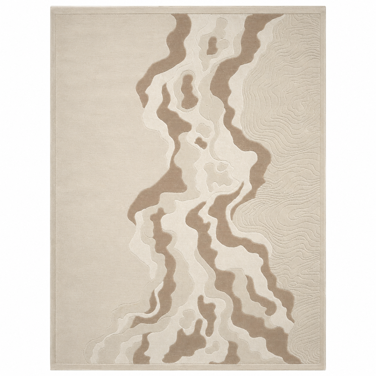 Wooden Twist modern abstract Turkish area rug Beige 200x300cm on white background