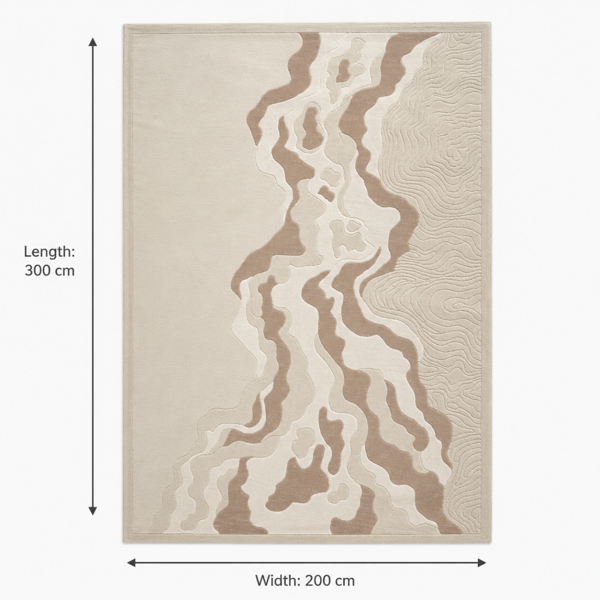 Wooden Twist Turkish area rug dimensions - 300cm length x 200cm width