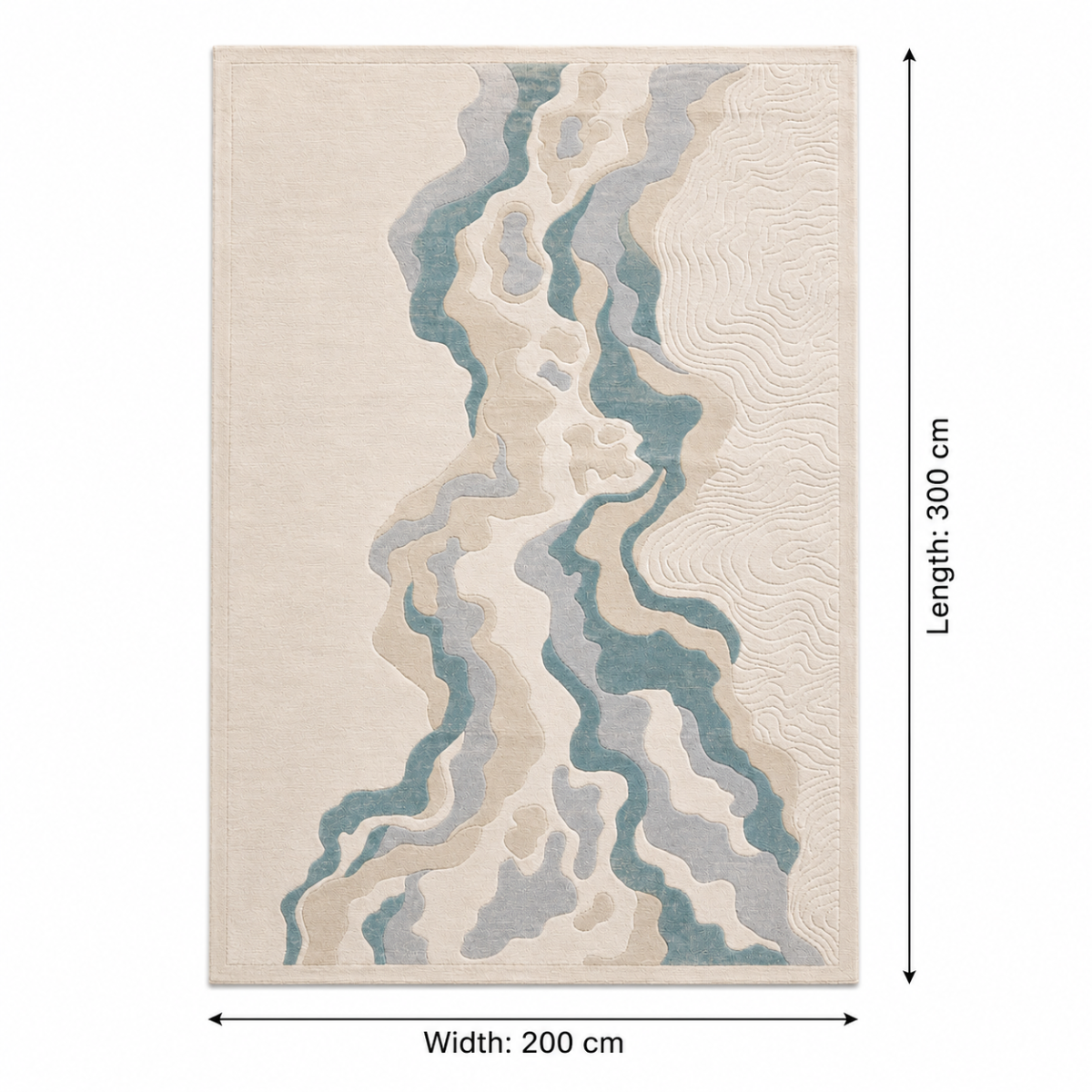 Wooden Twist Turkish area rug dimensions - 300cm length x 200cm width