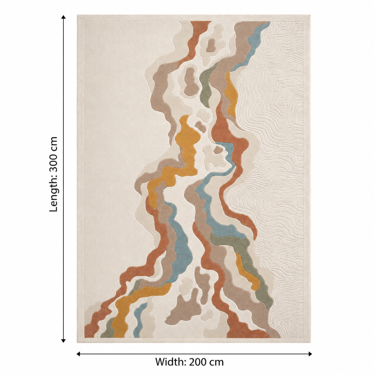 Wooden Twist Turkish area rug dimensions - 300cm length x 200cm width