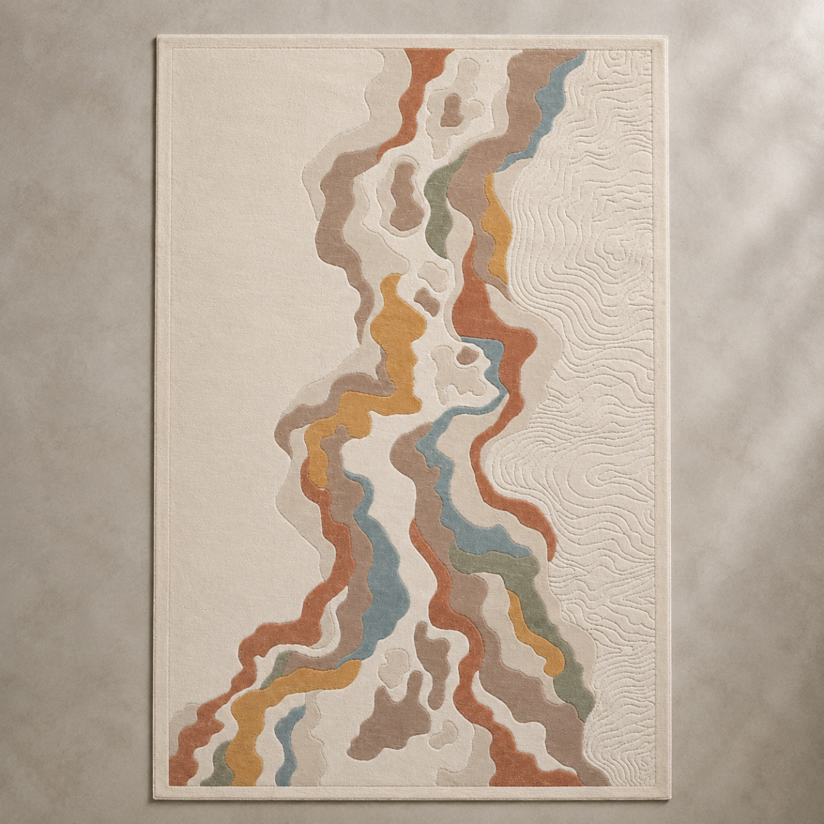 Wooden Twist modern abstract Turkish area rug 200x300cm - studio flat lay view