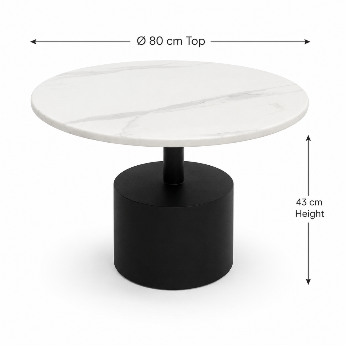 Wooden Twist Modern Round Sintered Stone Coffee Table 80cm dimensions - 80cm top diameter, 43cm height
