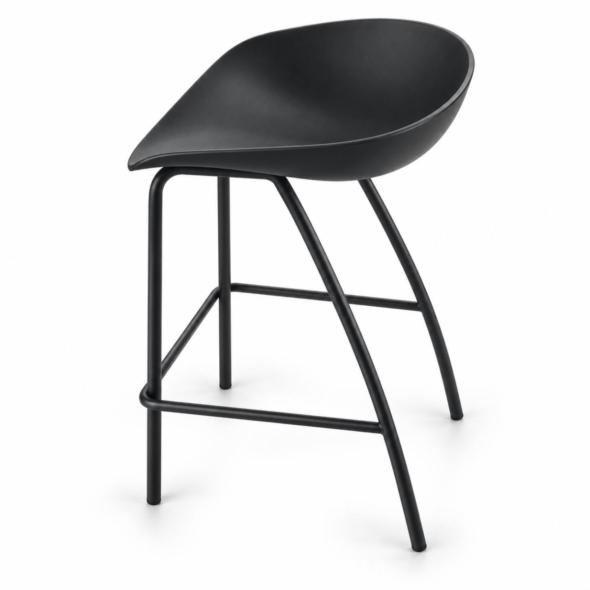 Wooden Twist NeroShell Modern Black Bar Stool product shot on white background, angled view