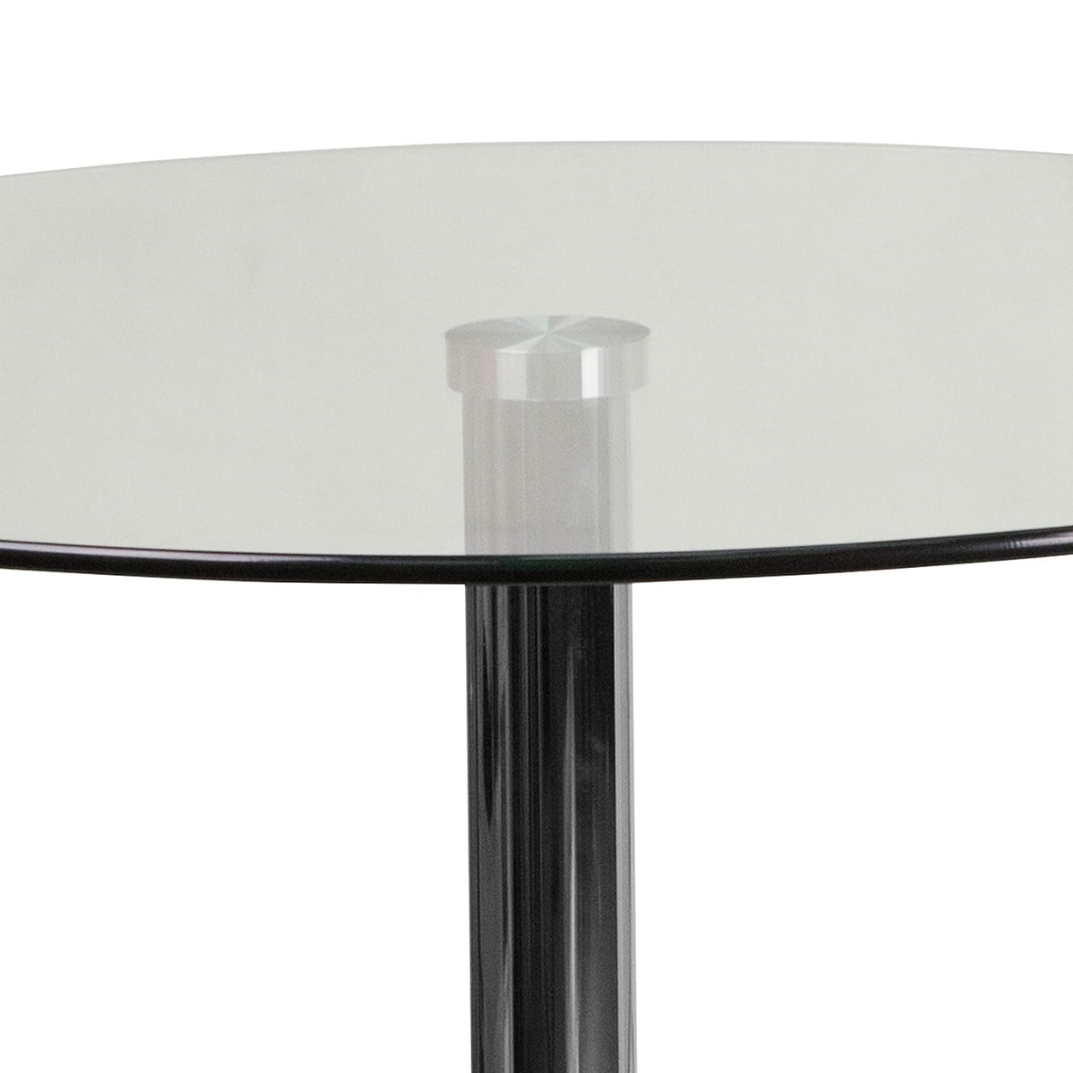 Wooden Twist Round Glass Top Cocktail Bar Table with Chrome Pedestal Base | 60 x 105 cm