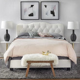 Wooden Twist Tessa Velvet Upholstery Rectangular Bed - Wooden Twist UAE