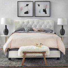 Wooden Twist Tessa Velvet Upholstery Rectangular Bed - Wooden Twist UAE