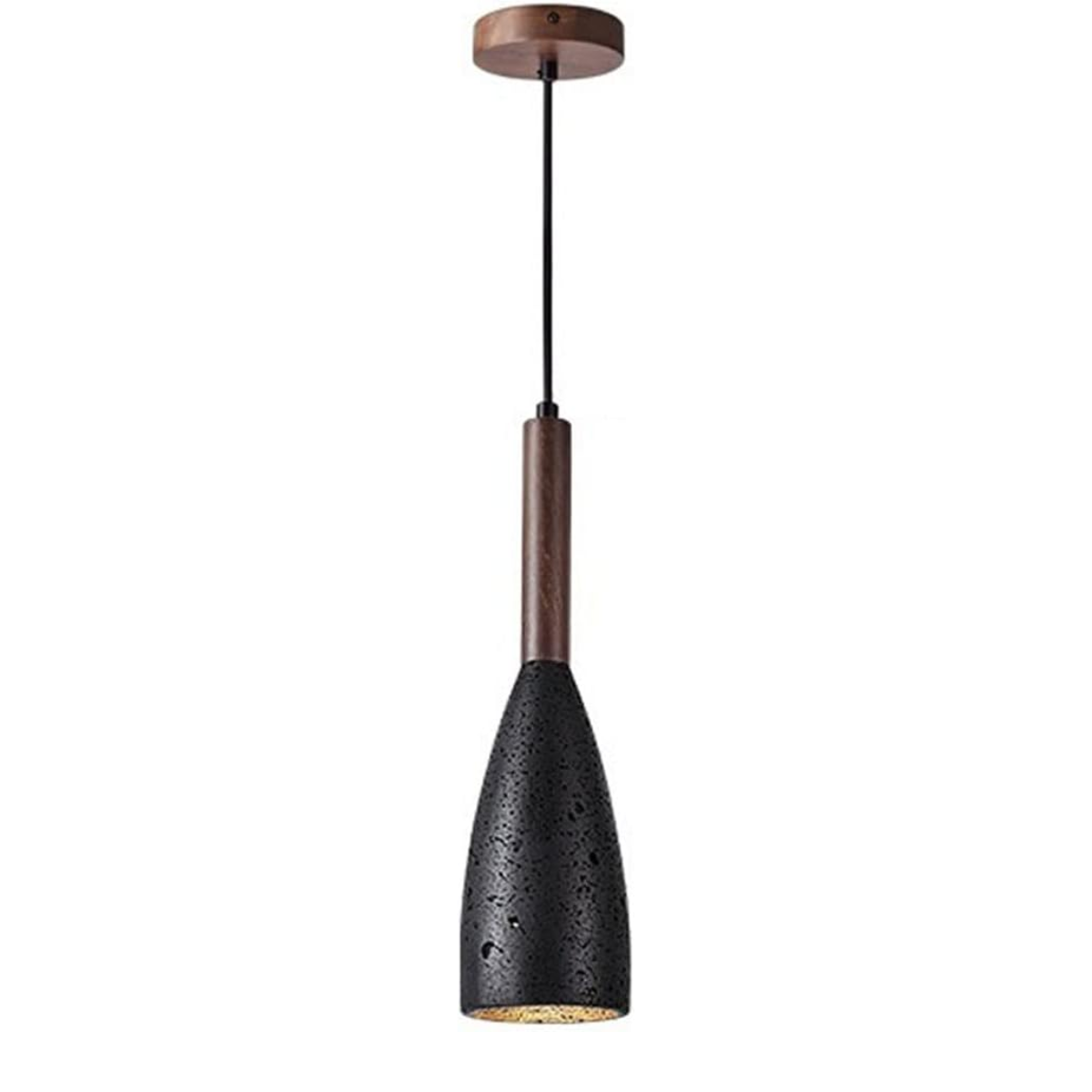 Vellora Travertine Drop Pendant Light Black - full front product view on white background
