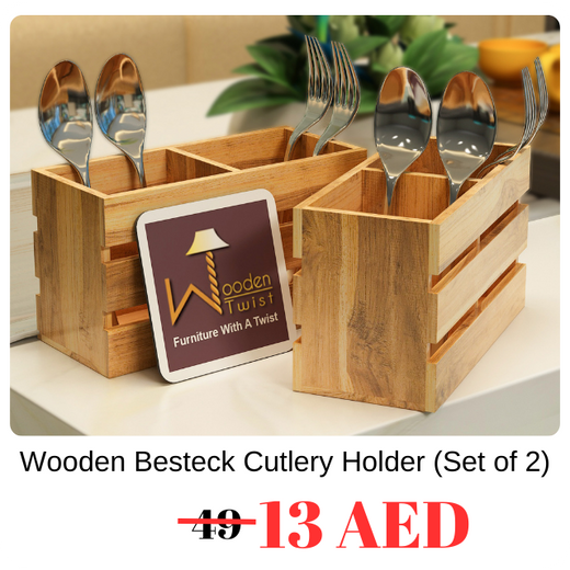 Handmade Wooden Besteck Cutlery Holder (Set of 2)