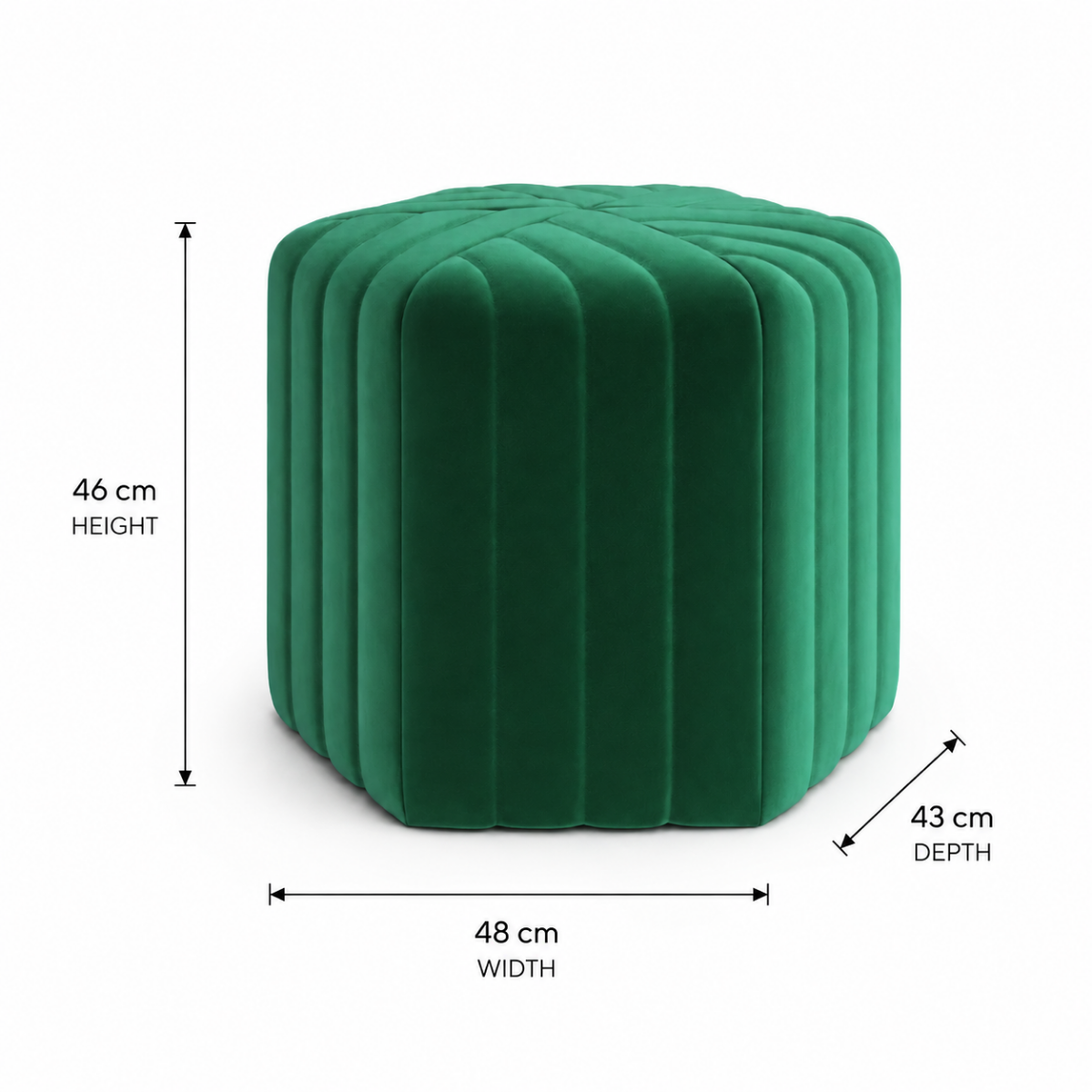 Wooden Twist Lucid Hexagonal Shape Solid Wood Pouf Ottoman Stool