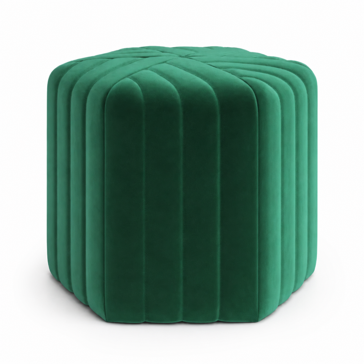 Wooden Twist Lucid Hexagonal Shape Solid Wood Pouf Ottoman Stool