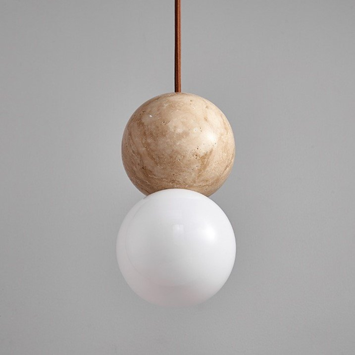 Mia Orb Pendant Light Natural - close-up of the sphere and frosted glass globe