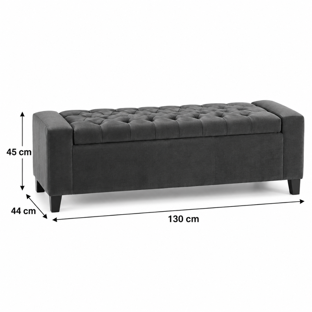 Wooden Twist Raffinee dark gray storage bench – dimensions 130 x 44 x 45 cm