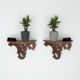 Wooden Wall Bracket/Rack Brown (Pack of 2) - Wooden Twist UAE