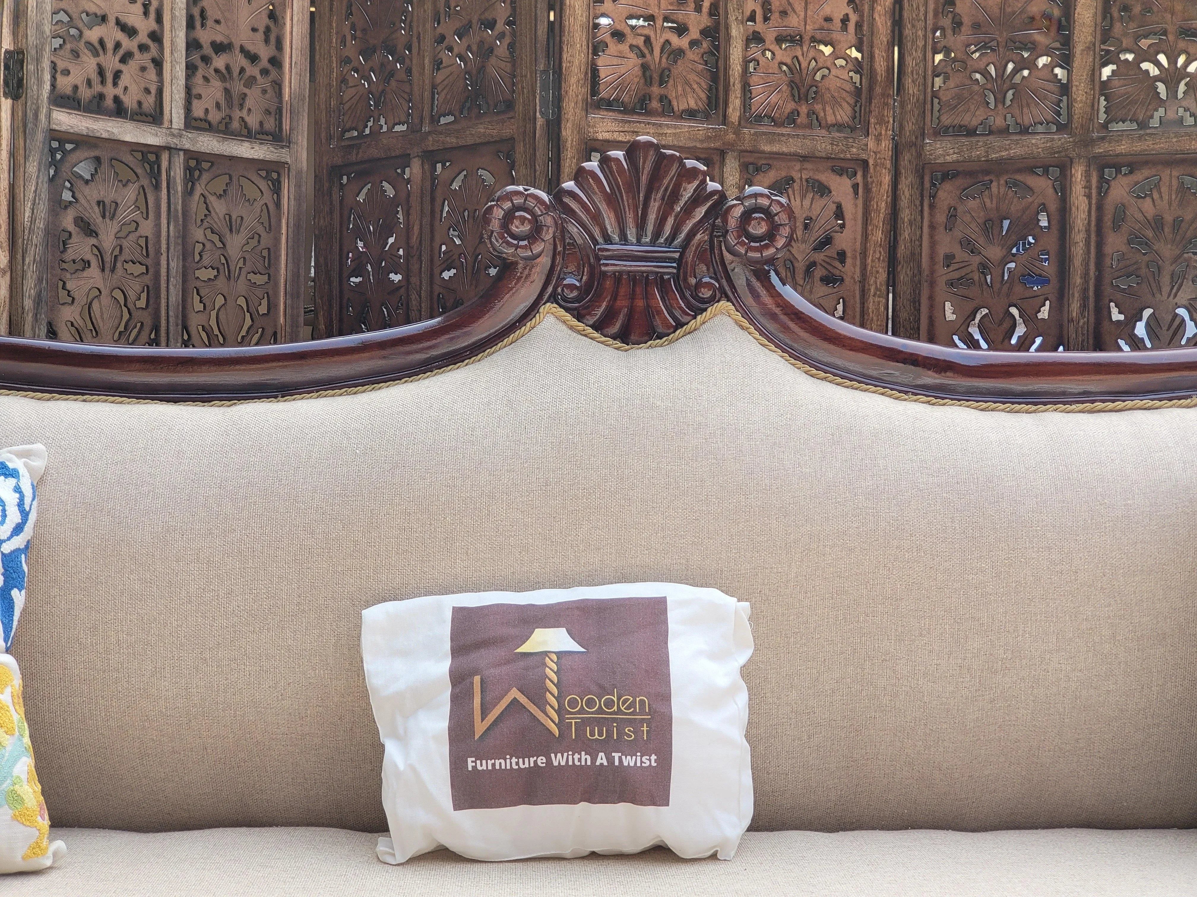 Traditional Wooden 3 Seater Couch for Home & Office Chaise Lounge Settee (Teak Wood) - WoodenTwist