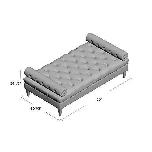 Large Bolstered Lounge Entryway Bench Three Seater Lounge for Living Room (Blue Velvet) - WoodenTwist