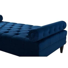 Large Bolstered Lounge Entryway Bench Three Seater Lounge for Living Room (Blue Velvet) - WoodenTwist