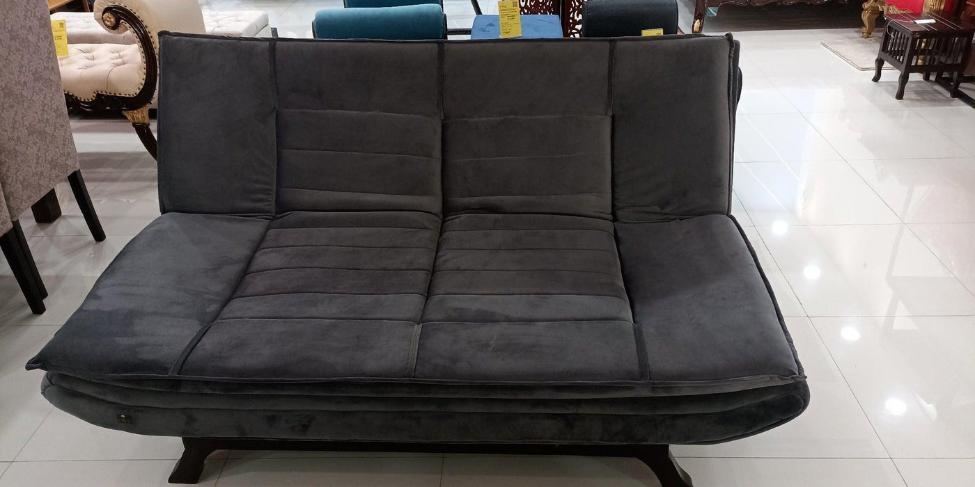 Wooden 3 Seater Sofa Cum Bed (Dark Grey)