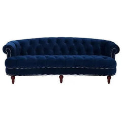 Chesterfield Graceful Velvet 3 Seater Rolled Arm Sofa (Walnut Legs) - Wooden Twist UAE