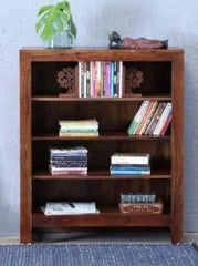 Wooden Handmade Book Shelf Cabinet Teak Finishing (Mango Wood) - Wooden Twist UAE