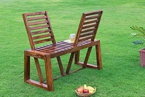 Wooden Moveable 2 Seater Patio Chairs (Sheesham Wood) - WoodenTwist
