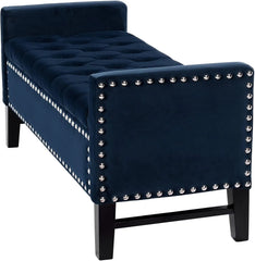 Royal Blue Premium Wood Upholstered Flip top Storage Bench - WoodenTwist