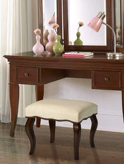 Teak Wood Backless Vanity Stool with Nail Head Trim - Wooden Twist UAE
