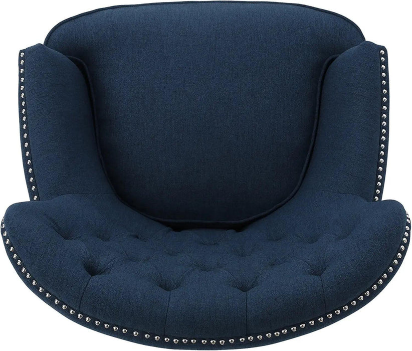 Modern Tufted Grandpa Lounge Armchair (Blue) - Wooden Twist UAE