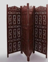 Brown Wooden Partition Screen Room Divider In 4 Panel - Wooden Twist UAE