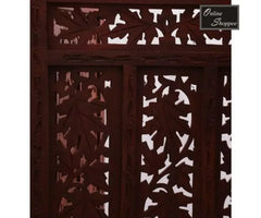 Brown Wooden Partition Screen Room Divider In 4 Panel - Wooden Twist UAE