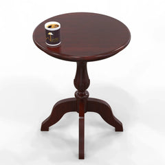 Teak Wood Round Carved Table Corner Side Table - Wooden Twist UAE