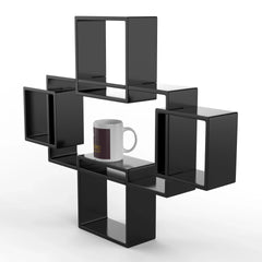 Wood Intersecting Decorative Living Room Wall Shelves (Set of 5) - Wooden Twist UAE