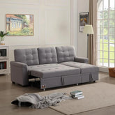 Modern 5 Seater L-Shape Sofa Cum Bed with Comfort Cushion - Wooden Twist UAE
